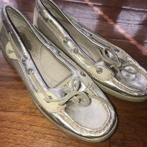 Silver Metallic Boat Shoes
